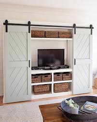 How To Build Double Diy Barn Doors For A Barn Door Entertainment Center Diy A Great Way To Hide Barn Door Entertainment Center Diy Barn Door Double Barn Doors