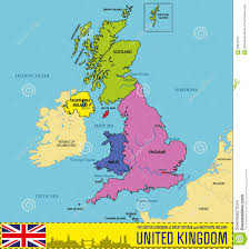 El reino unido, oficialmente reino unido de gran bretaña e irlanda del norte o de forma abreviada ru, es un país soberano e insular ubicado al noroeste de gallego: Mapa Politico De Reino Unido Con Regiones Y Sus Capitales Ilustracion Del Vector Ilustracion De Escocia Extracto 90875707
