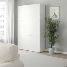 Besta Storage Combination With Doors Hanviken White Find It Here Ikea Ikea Wall Storage Tall Cabinet Storage Wall Storage Unit