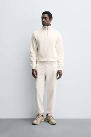 BASIC QUARTER-ZIP SWEATSHIRT - Oyster-white | ZARA United States