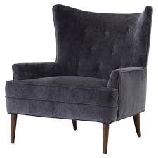 Wilmette Mid Century Modern Classic Charcoal Grey Tufted Wing Arm Chair Leather Accent Chair Wingback Chair Velvet Chair