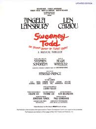 *pie and mash is served beginning 1 hour and 15 minutes prior to each curtain, and those who have purchased it may arrive any time after that until 30. Sweeney Todd The Demon Barber Of Fleet Street A Musical Thriller Amazon De Sondheim Stephen Fremdsprachige Bucher