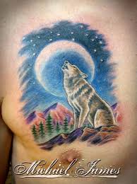Hometattoos designs ideaswolf howling at the moon tattoos. Wolf Howling At Moon By Mikey Har Tattoonow