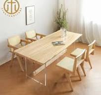 European Simple Acrylic Suspended Solid Wood Dining Table for Dining Room