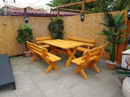 Diese garten sitzgruppe mit 2 sitzbänken und ein außentisch kann entweder im modernen umfeld und auch in gebieten mit traditionaler orte montiert werd. 5 Teile Massiv Garten Mobel Sitzgruppe Set Tisch Banke In Leipzig Nord Ebay Kleinanzeigen