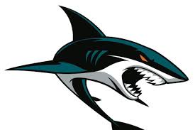 The word shark inscribed in shape of a shark filled of blue ocean water. The Daily Chum What Do We Think Of The Sharks New Logos Fear The Fin