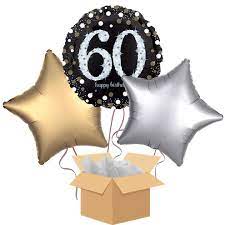 Party on balloons know that the devil is in the detail, so make a lasting impression with our personalised bubble balloons that you can customise as you wish! Happy 60th Birthday Gold Balloon Bouquet Delivered Inflated Party Delights
