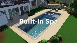 Rectangle Fiberglass Pool With Spa And Tanning Ledge Combo New Design For 2019 Fiberglass Swimming Pools Rectangle Pool Fiberglass Pools