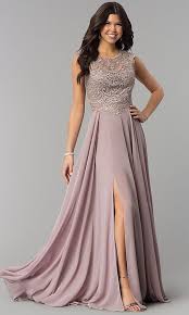 Embroidered Long Chiffon Mauve Prom Dress Prom Dresses Celebrity Prom Dresses V Neck Prom Dresses
