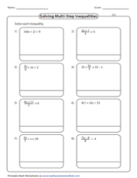Our library is the biggest of these that have literally hundreds of thousands of different products represented. Multi Step Inequalities Worksheets