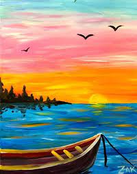 40 Easy Acrylic Painting Ideas For Beginners To Try Femina Talk Sunset Painting Beginner Painting Simple Acrylic Paintings