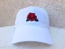 Rose Dad Hat Rose Baseball Hat Women S Baseball Hats Etsy Baseball Hats White Dad Hat Dad Hats