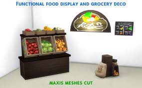Functional Grocery Set By Alexcroft Via Modthesims Retail Grocery Store Cl Gtw Sims 4 Ts4 Maxis Match Sims Sims 4 Restaurant Sims 4 Cc Furniture