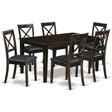 Furgle dining chairs set of 6, oak wood dining room side chair with upholstered back and seat covered pu leather, brown furgle. 7 Pc Dining Room Set For 6 Table And 6 Dining Chairs With Leather
