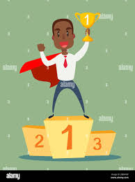 Cartoon illustration man on podium Banque d'images vectorielles - Alamy