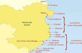 Emplacement idéal pour avides de tranquillité mais en même temps tout proche des lieux touristiques, des bénéfices de la côte atlantique, des montagnes du servicios y zonas comunes gare de bayonne ou biarritz 10km (15min) aéroport de biarritz 10 km (15 min) autoroute 7km (10min) frontière. Carte Costa Brava En Espagne Carte Touristique De La Costa Brava