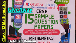 Oswaal Class 12 Mathematics Sample Paper Cbse Exam 2020 Faadu Sample Paper Youtube