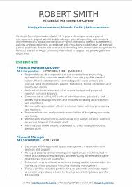 Their duties typically include financial planning to determine how to pay off liabilities and grow the business, reviewing financial. Financial Manager Resume Samples Qwikresume