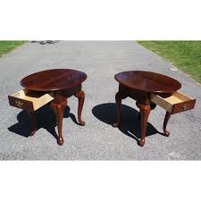Lazy boy furniture end tables. Pair Broyhill Queen Anne Style Solid Cherry Oval End Tables Nightstands Chairish