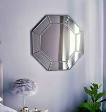 The real color of the item may be slightly different from the pictures shown on website caused by many factors such as brightness of your monitor and light brightness. Large Silver Hexagonal Mirror 61cm Wall Art Home Decor For Sale Online Ebay