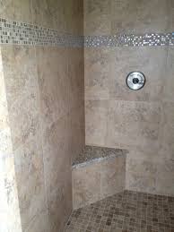 20x20 Porcelain Tile Installed In A Master Shower Using Juparana St Cecilia Granite On The Shower Seats And Soap Shower Seats Bathroom Makeover Master Shower