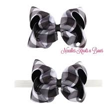 Black And White Buffalo Plaid Ribbon 5 Buffalo Plaid Ribbon Hairbow Or Headband Girls Black White Buffa Needles Knots N Bows Girls Christmas Outfits Headbands Buffalo Plaid