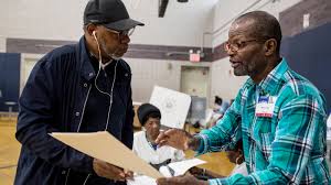 A paper used for voting in a ballot, esp (in a parliamentary or local government election) one having the names of the candidates printed on it. New York S 5 Ballot Questions What You Need To Know The New York Times