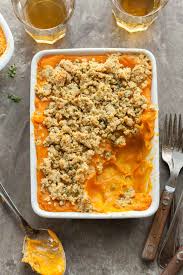 Gluten Free Sweet Potato Butternut Squash Gratin Paleo Vegan In 2020 Vegan Sweet Potato Butternut Squash Gratin Fall Dessert Recipes Easy