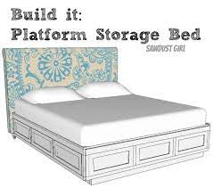 cal king platform storage bed free plans sawdust girl diy storage bed bed frame with storage storage bed