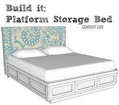Check out how i built this king size bed frame! Cal King Platform Storage Bed Free Plans Sawdust Girl Platform Storage Bed Bed Frame With Storage Diy Storage Bed