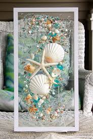 Sea Glass Art For Beach Decor Seashell Wall Art For Nautical Bathroom Beach Home Decor Wall Hanging Coastal Decor Beach House Decor Seashell Wall Art Sea Glass Art Broken Glass Crafts
