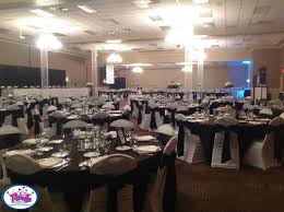 Black And White Dance Floor Rental Black White Wedding Theme Table Cloth And Chairs With Sash Provided By Party Palace Wedding An Dance Floor Rental Tent Rentals Black And White Wedding Theme