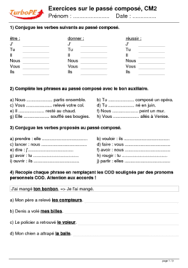Le passé composé est formé du présent de l'auxiliaire et du participe pass é du verbe conjugué. Exercices Sur Le Passe Compose Cm2