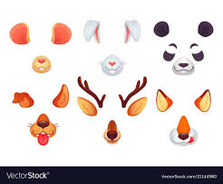 Cartoon Phone Masks Funny Animals Ears Tongue Vector Image On Vectorstock Animal Ears Funny Animals Deer Mask