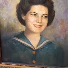 Unusual mid-century oil painting portrait woman by Celaya Winkler Calif b.  1902