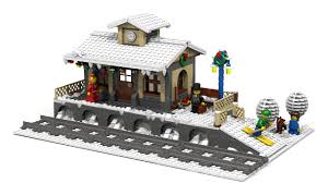Lego Mocs Holidays Christmas Bricklink Moc Item Winter Village Small Train Station Lego Christmas Lego Winter Lego Christmas Village
