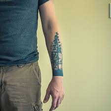 Simple black flower tattoo on the inner arm. Simple Black Ink Forearm Tattoo Of Dark Deep Forest Tattooimages Biz