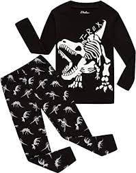 Amazon Com Children Pajamas Boys Glow In Dark Dinosaur Pj Cotton Sleepwear Set Toddler Kids Clothes Clothing