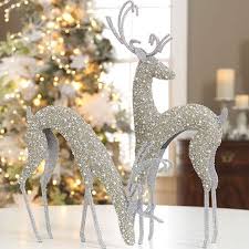 Silver Beaded Deer From Raz Imports Silver Christmas Decorations Vintage Christmas Decorations Gold Christmas