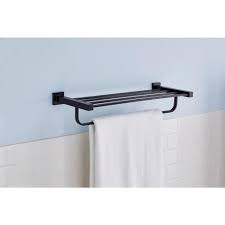 Ways to decorate a bathroom towel racks at home depot to refresh your home. Glacier Bay Farrington 21 In Wall Mount Towel Rack With Towel Bar In Matte Black 20173 0710h The Home Depot Towel Rack Towel Bar Bathroom Towel Bar