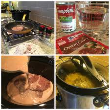 Strips of cube steak are simmered in cream of mushroom soup until tender. Slow Cooker Cube Steak And Gravy Quick Easy Sweet Little Bluebird