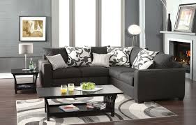 Cranbrook Contemporary Style Medium Gray Fabric Sectional Sofa With Square Arms And Throw Pillow Fabric Sectional Sofas Grey Sectional Sofa Living Room Pillows