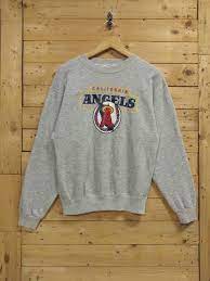 Vintage 80s Rayon California Angels Big Logo Gray Sweatshirt Etsy