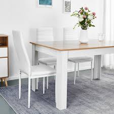 Find great deals on ebay for extending oak dining table. Wooden Dining Table Set Oak With 6 Faux Leather Chairs White Kitchen Furniture 789219743556 Ebay
