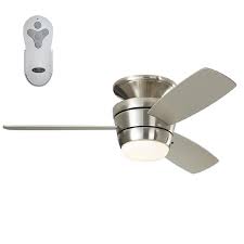 Flush mount ceiling fans are incredibly easy to install in low rooms because they fit close to the ceiling. Harbor Breeze Mazon 44 In Brushed Nickel Led Flush Mount Ceiling Fan With Light Remote Control And Light Kit 3 Blade In The Ceiling Fans Department At Lowes Com
