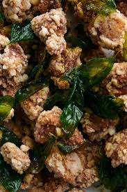 Taiwanese Popcorn Chicken With Fried Basil Recipe Recipe Recipes Popcorn Chicken Recipe Basil Recipes