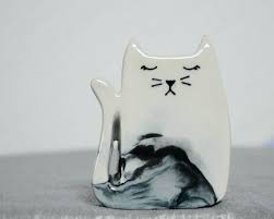 Black And White Siamese Cat Siamese Cat Black And White Porcelain Cat Sculpture Figurine White Porcelain Black And White Figurines