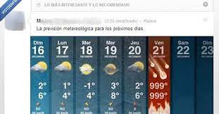 Tiempo.com ofrece la previsión meteorológica más completa y detallada para las localidades de consulta el tiempo más actualizado, la predicción por horas y la situación actual para los municipios españoles. Vef Visto En Las Redes Pronostico Del Tiempo Para Esta Semana