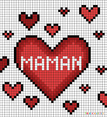 La carte coeur en papier montgolfière est facile et rapide à réaliser ! Pixel Art Coeurs Pour Maman Par Tete A Modeler