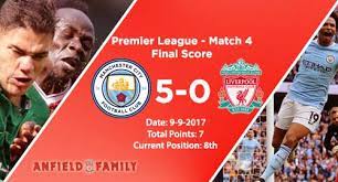 Key battlegrounds covered, from high lines to pressing, possession, passing, running, scoring, conceding, flank attacks. Manchester City 5 0 Liverpool Anfield Family